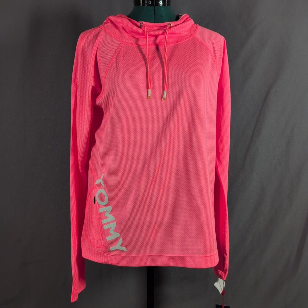 Tommy Hilfiger Sport Pink Performance Lightweight Hoodie Y2K Athleisure Medium